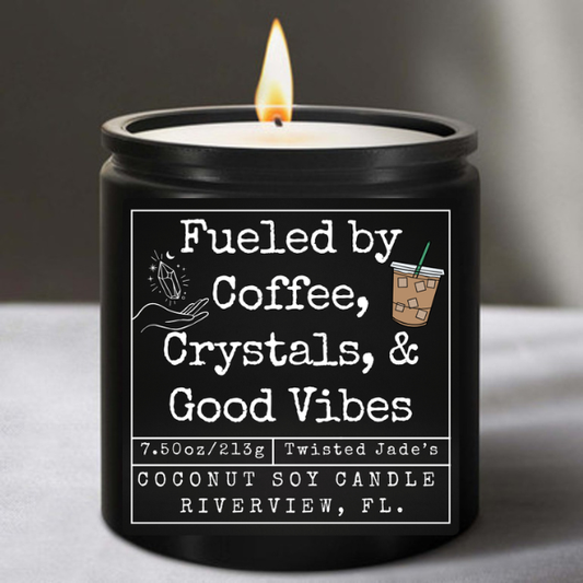 Fueled By Coffee, Crystals Candle